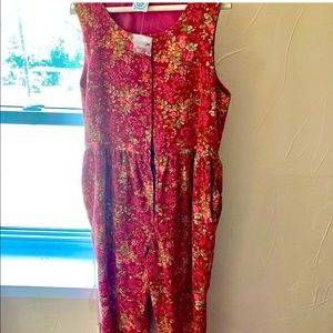 NWT Laurel Ashley Vintage Floral Corduroy Red Fall Jumper